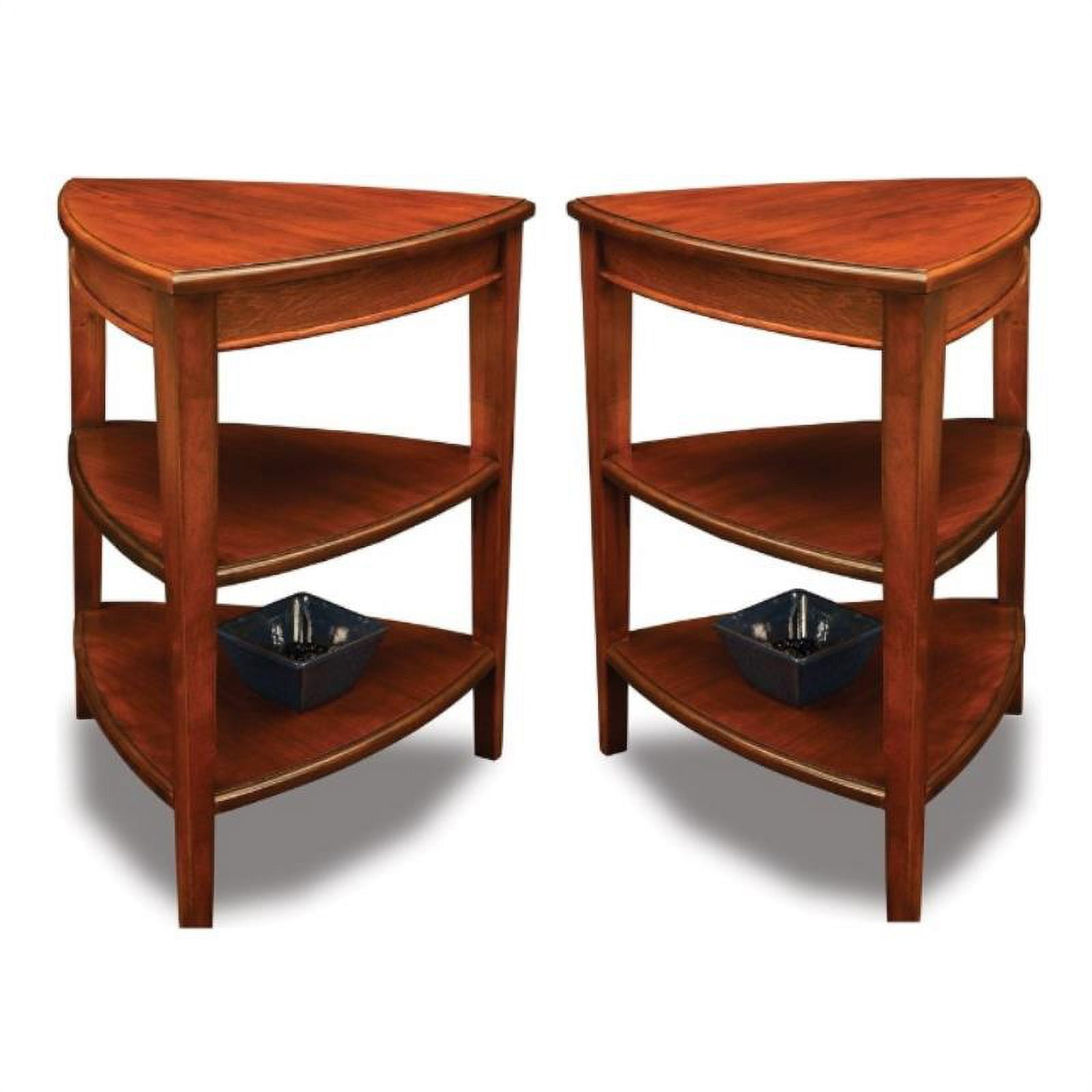 Home Square Tier Wood Corner Table in Bronze Finish Set of 2