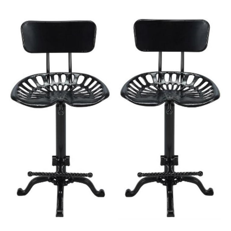 Home Square Tractor Seat Stool with Back in Black Set of 2 Walmart
