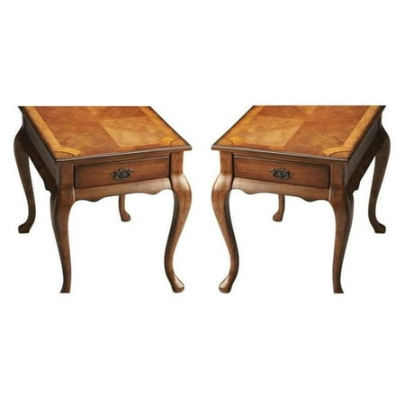 Home Square Traditional Solid Wood End Table in Walnut - Set of 2