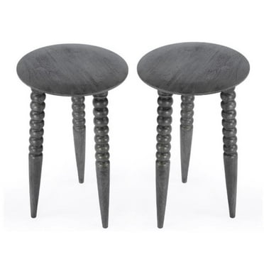 Home Square Transitional Wood Accent Table in Gray - Set of 2