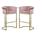 thumbnail image 1 of Home Square Velvet Barstool with Chrome Base in Pink - Set of 2, 1 of 4