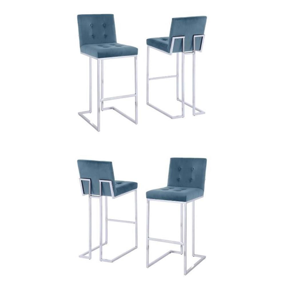 Barstools with Tufted Seats in Teal B...