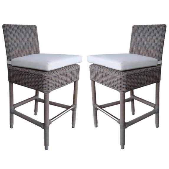 Home Square Wicker Patio Cushion Counterstool in Kubu Gray - Set of 2