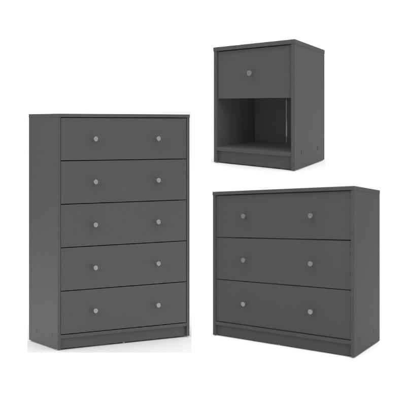 Home Square Wood 3 Piece Furniture Set with Chest Dresser & 1