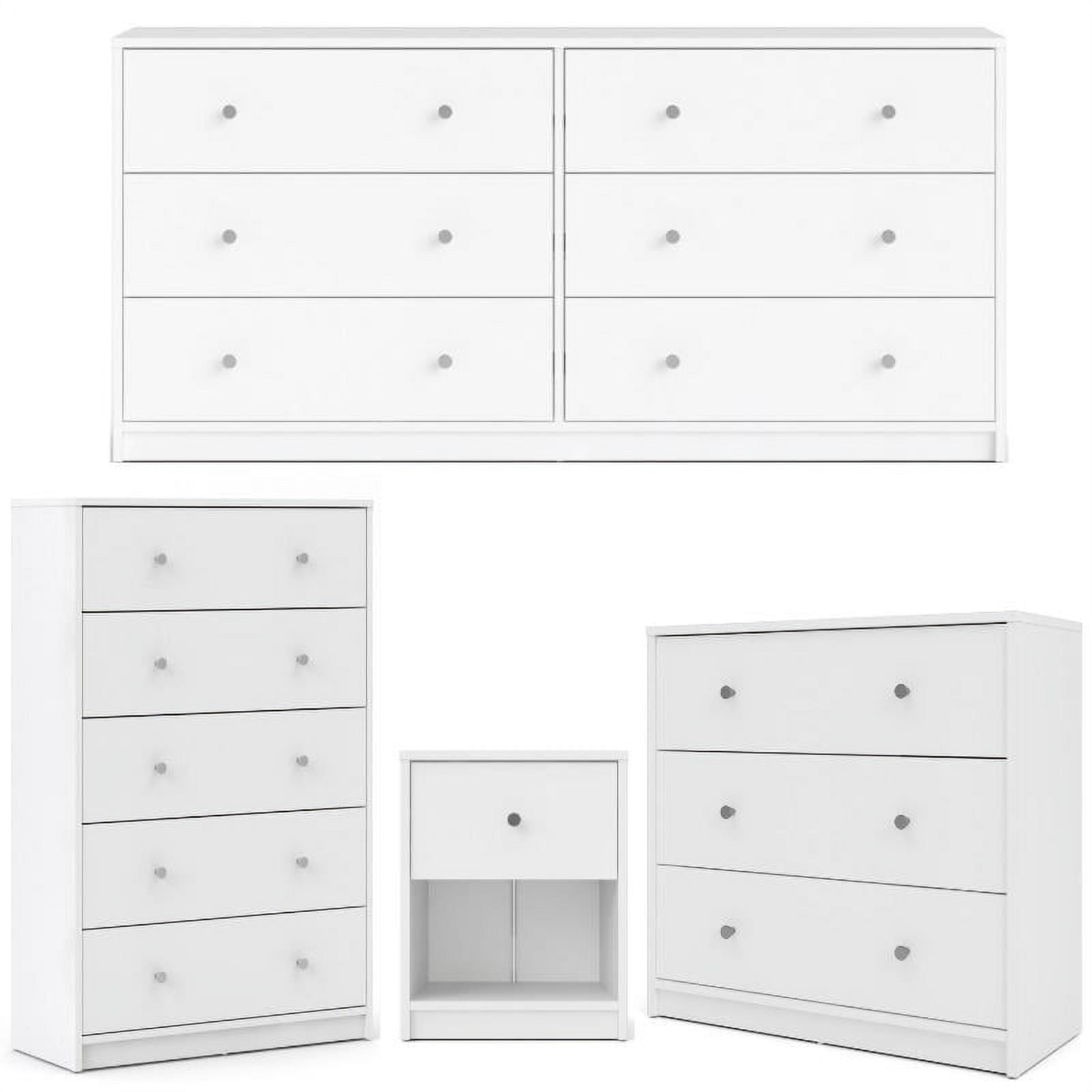Home Square Wood 4 Piece Bedroom Set with Chest Nightstand & 2 Dressers