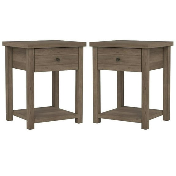 Home Square Wood Accent Table in Knotty Gray Oak - Set of 2