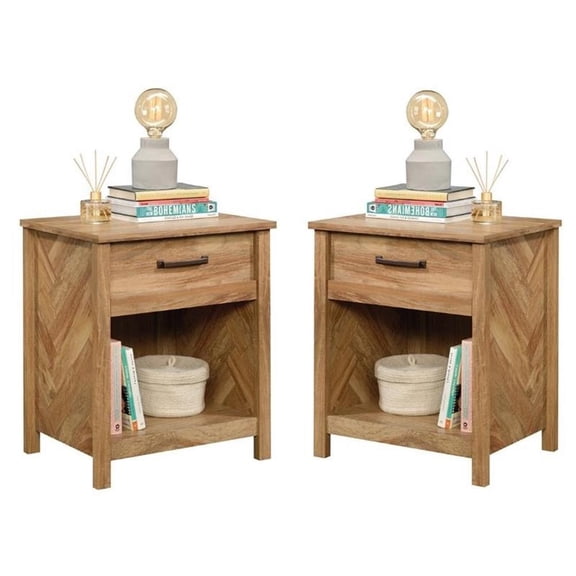 Home Square Wood Bedroom Nightstand in Sindoori Mango Brown ( Set of 2 )