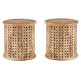 thumbnail image 1 of Home Square Wood Hand Carved Side Table in Natural - Set of 2, 1 of 11
