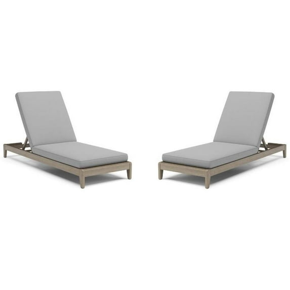 Home Square Wood Outdoor Chaise Lounge in Gray Finish - Set of 2