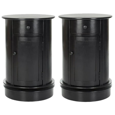 Home Square Wood Oval Cabinet in Distressed Black - Set of 2