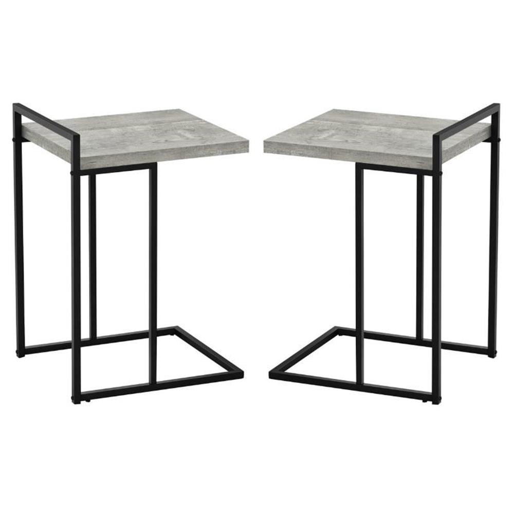 Square Panel Table Home Square Wood Panel Top C Side Table in Reclaimed Gray and Black ...