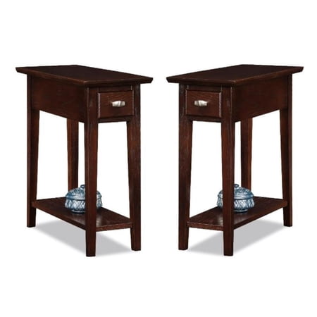 Home Square Wood Recliner End Table in a Chocolate Oak Finish - Set of 2