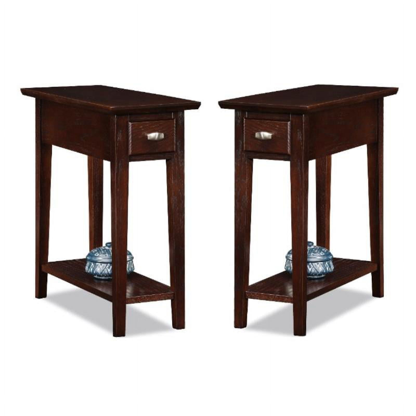Home Square Wood Recliner End Table in a Chocolate Oak Finish Set of