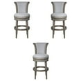 thumbnail image 1 of Home Square Wood Swivel Barstool with High Back in Weathered Gray - Set of 3, 1 of 6