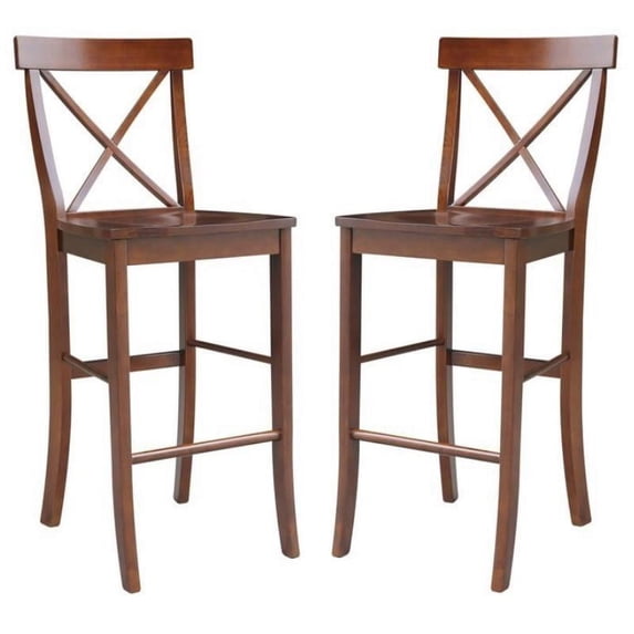 Home Square X-Back Bar Height Stool - 30" Seat Height - Set of 2