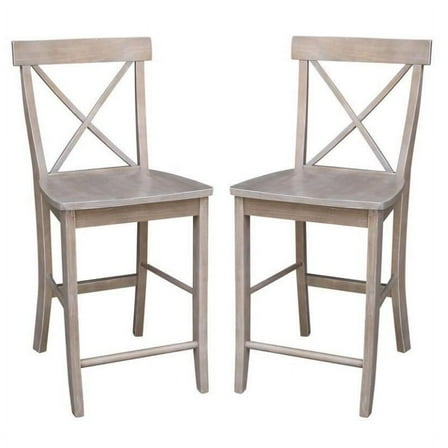 Home Square X-Back Hardwood Counter Height Stool - 24" Seat Height - Set of 2