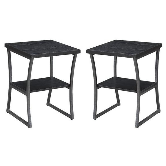 Home Square X-Calibur 18" Square End Table in Black Wood Finish - Set of 2