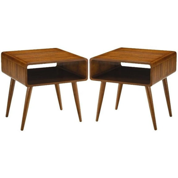Home Square Zebra Alborg End Table in Rich Walnut - Set of 2