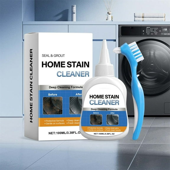 Home Stain Cleaner Gel, Deep Cleaning All-Purpose Gel for Tile Gaps, Washing Machine Seals, Fridge Rubber, Wall & Shower Stains for Bathroom, Kitchen, Laundry Room with Brush