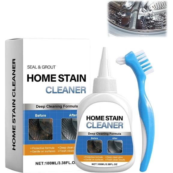 Home Stain Cleaner Gel, Washing Machine Cleaner with Brush, Deep Cleaning All-Purpose Gel for Washing Machine, Refrigerator Strips, Household Shower, Kitchen Sinks, Walls, Tiles, Bathrooms (100 ML)