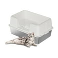 thumbnail image 1 of Home Stainless Steel Cat Litter Box With Lid, High-Sided Cat Litter Tray With Scoop And Anti-slip Mat, Removable Metal Cat Litter Tray, Easy To Clean, 1 of 7