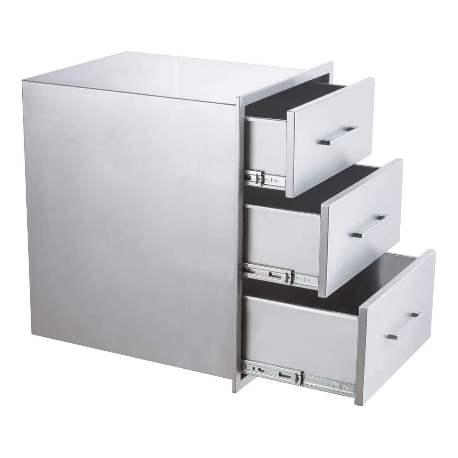 Home Stainless Steel Drawer for Outdoor Kitchen BBQ, 18 inch Undermount Soft Close Cabinet Organizer, Heavy Duty Rustproof 304 Steel Triple Drawer 18" W x 24" H x 18" D