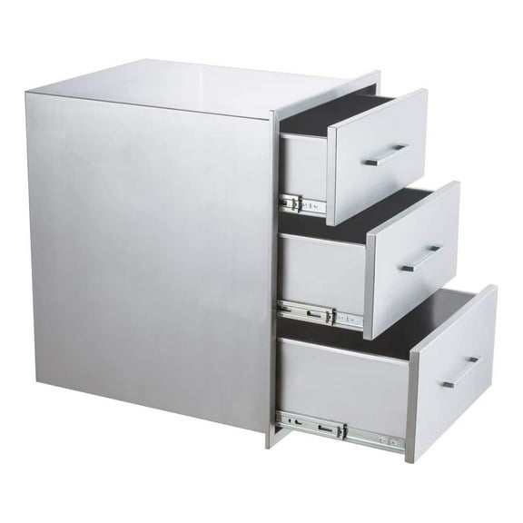 Home Stainless Steel Drawer for Outdoor Kitchen BBQ, 18 inch Undermount Soft Close Cabinet Organizer, Heavy Duty Rustproof 304 Steel Triple Drawer 18" W x 24" H x 18" D