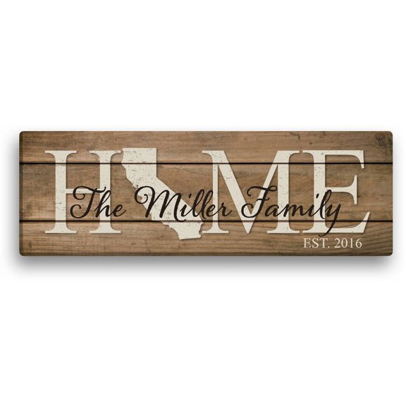Home State Personalized 6" x 18" or 9 x 27 Canvas