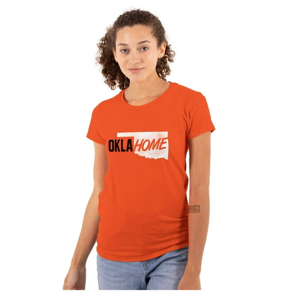 Home State Pride Oklahoma Proud Okie Womens Slim Fit Graphic Tee Brisco Brands L