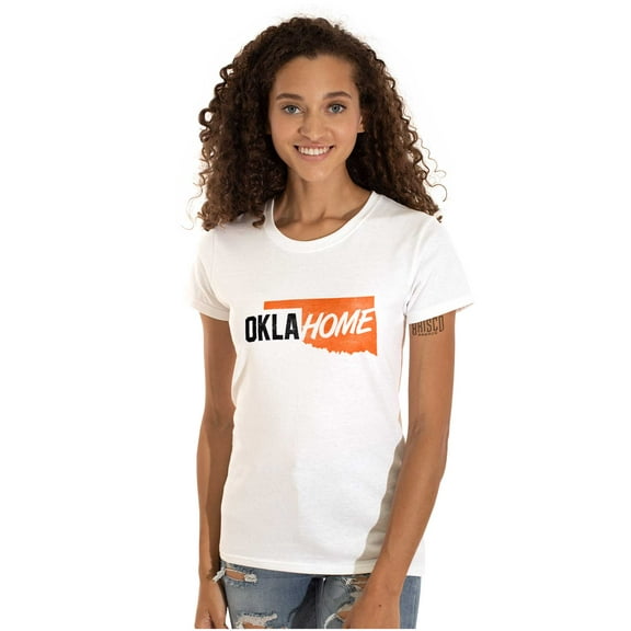 Home State Pride Oklahoma Proud Okie Womens Slim Fit Graphic Tee Brisco Brands L