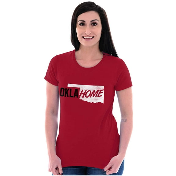 Home State Pride Oklahoma Proud Okie Womens Slim Fit Graphic Tee Brisco Brands M
