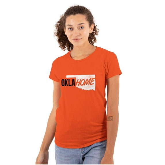 Home State Pride Oklahoma Proud Okie Womens Slim Fit Graphic Tee Brisco Brands X
