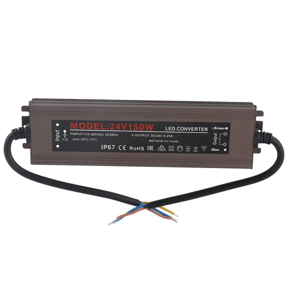 Home Storage 24V LED Driver Switch Power Supply for LED Light Power Supply, IP67 Outdoor Transformer Adapter Constant Voltage Output with Short Circuit Guard, Overload and Overvoltage Guard