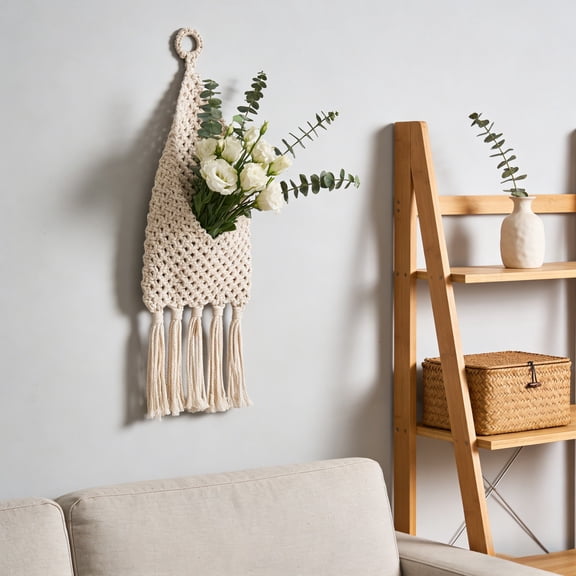 Home Storage Clearance Sale, Macrame Mail Organizer Wall Mounted Handmade Hanging Woven Basket For Home Office Decor