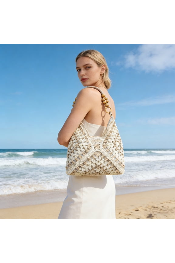 Home Storage Clearance Sale, Shoulder Bag Weaving Crafts Shoulder Bag Underarm Bag Leisure Travel Storage Handbag Large Capacity Multifunctional Commuting Handbag