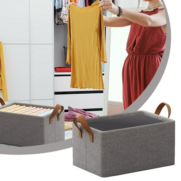 Home Storage - Closet Organizer Bin Foldable Storage Basket With Steel Frame Support Closet Storage Bin Cloth Storage Bin With Handles Clothing & Closet Storage