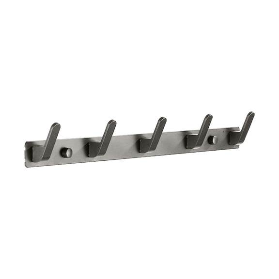 JMYHOAM Home Storage Coat Rack Wall Mounted - 5 Hooks, Heavy Duty, Stainless Aluminum, Metal Coat Hook Rail for Coat Hat Towel Purse Robes Mudroom Bathroom Entryway