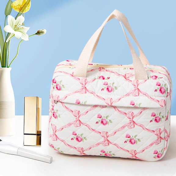 Home Storage - Large Capacity Feeling Organizer Portable Quilted Cotton Tote Cosmetic Bag Storage Trunks & Bag