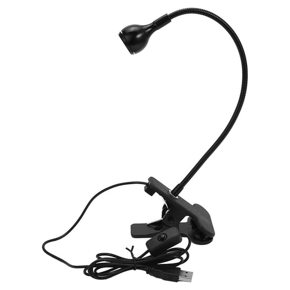 Home Storage Light Flexible Gooseneck USB LED Reading Light Portable Table Computer Clip Lamp Cold White 1W Black
