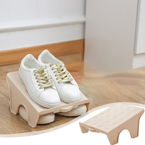 Home Storage Shoe Rack, Double Tier Shoe Tray Rack, Dormitory Shoe Cabinet Tiered Shelf, Space Saving, Secure Stable Design, Sustained Slick Finish, Easy Assembly Maintenance, Versatile