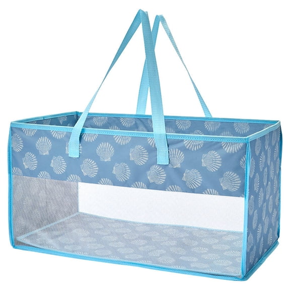 Home Storage Tote Bin with Mesh - Flip Flop or Shell Print