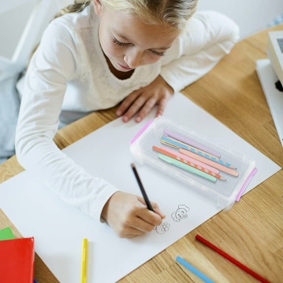 Home Storage - Transparent Plastic Pencil Case Plastic Pencil Case Storage Box Storage Trunks & Bag