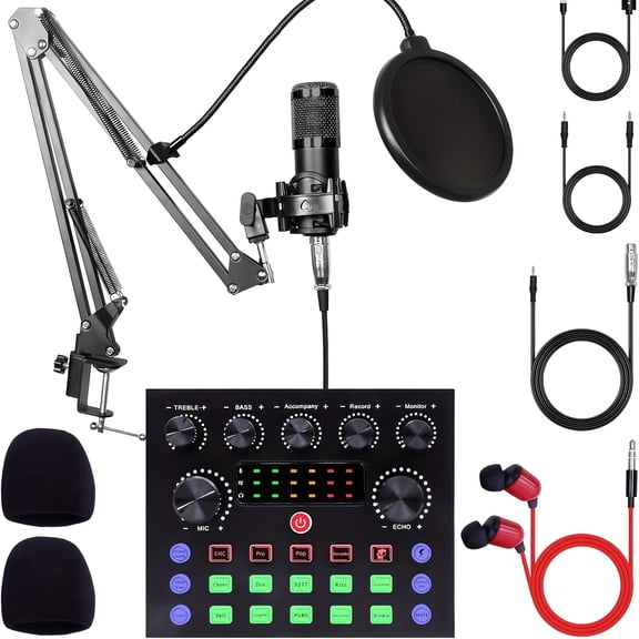 Home Studio Recording Kit Podcast Music Mixer Equipment Condenser Microphone Set
