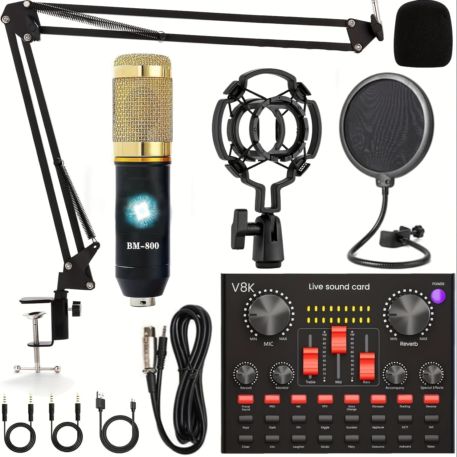 Home Studio Recording Kit Podcast Music Mixer Equipment Condenser Microphone Set