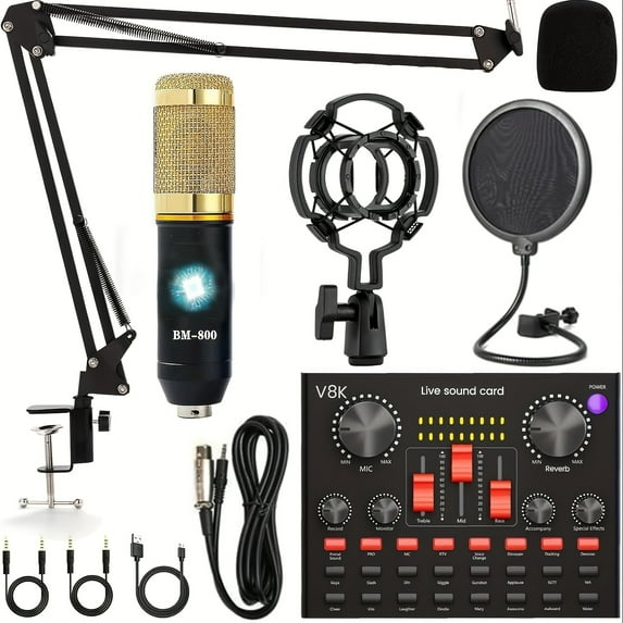 Home Studio Recording Kit Podcast Music Mixer Equipment Condenser Microphone Set