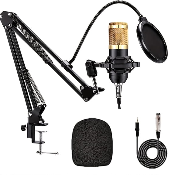 Home Studio Recording Kit Podcast Music Mixer Equipment Condenser Wired Microphone Set