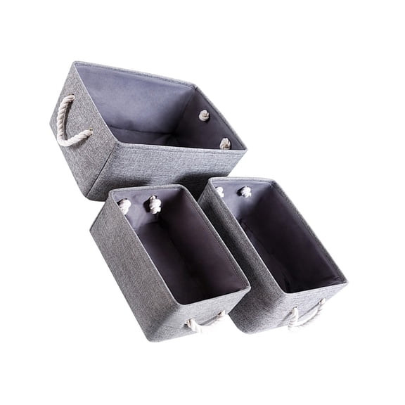 FELTECHELECTR Space-Saving Grey Linen Sundries Containers for Home Storage 1Set