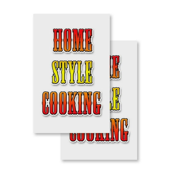 Home Style Cooking (2-PACK) 24" x 36" Vinyl Decals | Sign Insert Peel & Stick Decals Stickers Window Signs
