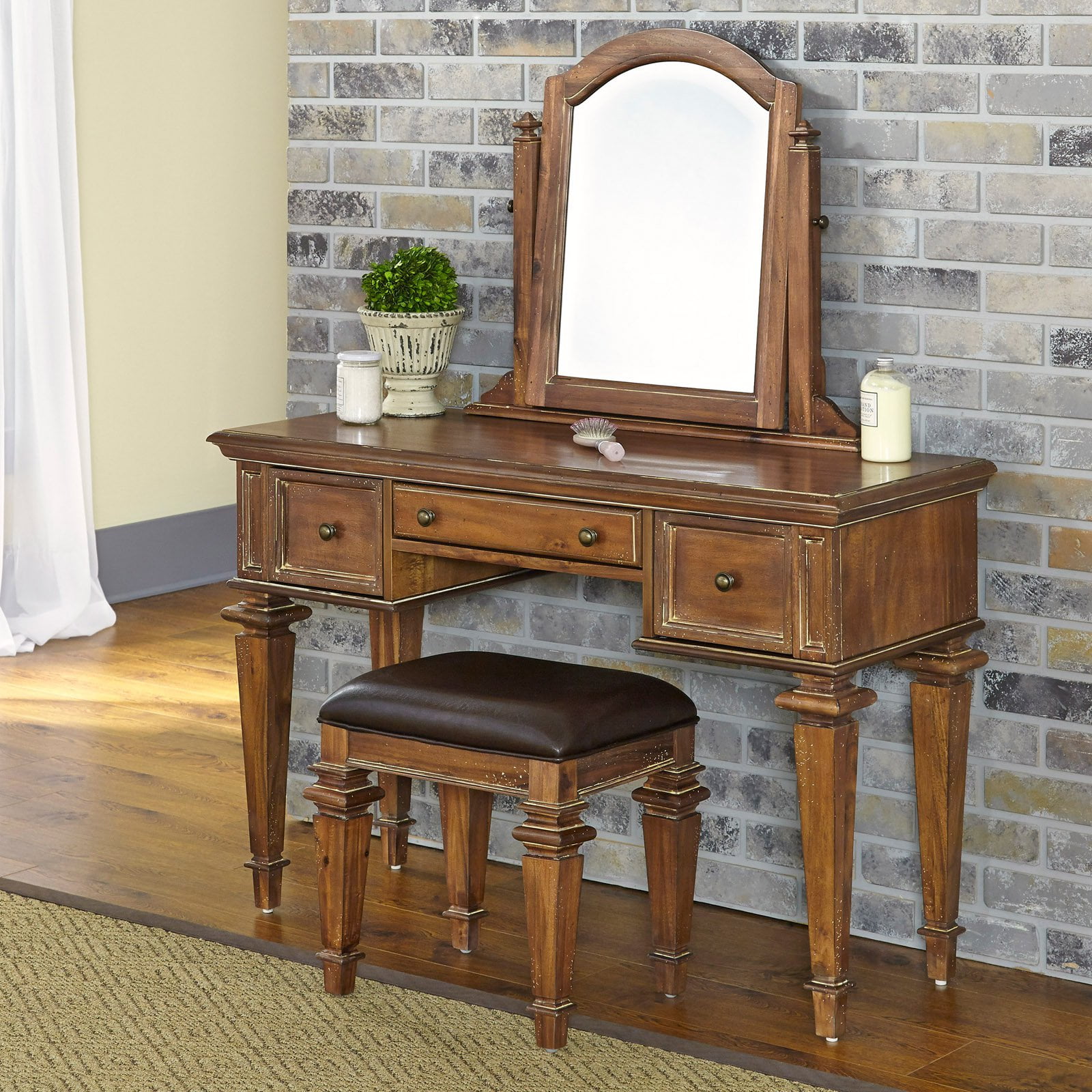 Home Styles Americana Vintage Vanity and Bench Walmart