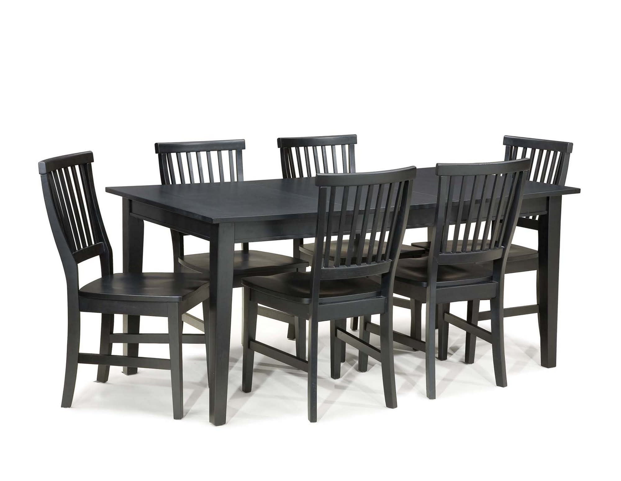 Black Solid Wood 7-Piece Dining Set with Contoured Chairs